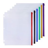 6 Pack Binder Pockets A4 Letter Size 3 Holes Binder Pouches PVC Zipper Folders Loose Leaf Document Filing for 3 Ring Binder