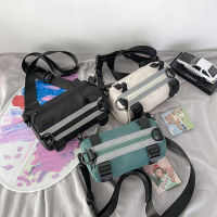 ทรงกระบอก Cross Body กระเป๋า Messenger สายกระเป๋ากระเป๋าสะพายไหล่สำหรับชายนักศึกษาใหม่ขายสไตล์เกาหลีเรียบง่ายแฟชั่นผ้าไนลอนซิปกันน้ำขนาดใหญ่ความจุ