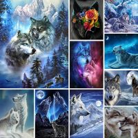 【CC】 And Wolf 11CT Embroidery Kits Needlework Set Printed Canvas Cotton Thread Decoration Dropshipping