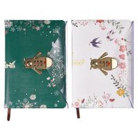 Flower Notebook with Password Lock Leather Travel Sketching Diary Planner Notepad for Business Writing