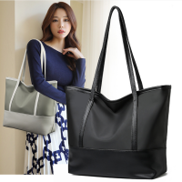 New Womens Tote Bag Black 2021 Korean-Style Large Capacity Shoulder Bags Oxford Cloth Joint Soft Leather Luxury Handbag