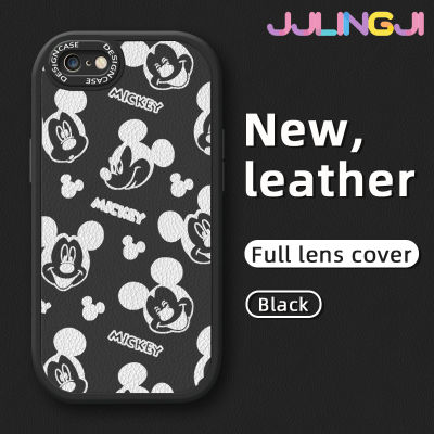 Jlingji เคสสำหรับ IPhone 6 Plus IPhone 6s บวก IPhone 7 Plus IPhone 8บวกกับ SE 2020กระแสแฟชั่นลายมิกกี้เมาส์ใหม่โทรศัพท์ดีไซน์ด้านข้างดีไซน์ใหม่หนังฝาครอบ Lensa Kontak กล้องบางป้องกันเคสกันกระแทก