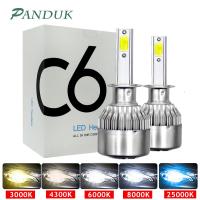 [ANYA Auto Parts] PANDUK C6 H1 H3ไฟหน้ารถมอเตอร์ไซค์แบบ Led หลอดไฟ H7ไฟรถยนต์ LED H4 880 HB3 H11 9005 HB4 H13 9006 6000K 72W ไฟหน้ารถ8000LM