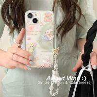 เคสไอโฟนน่ารัก ห่วงโซ่ภาพประกอบสัตว์ที่เข้ากันสีเหมาะสำหรับเคสโทรศัพท์มือถือ 14pro max iPhone12 Apple 13 ใหม่ 11