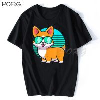 Vintage Retro Corgi สุนัขร้อนขายผู้ชาย T เสื้อแฟชั่นผ้าฝ้าย Tshirt วินเทจผ้าฝ้ายใหม่ฤดูร้อนตลก Top Tees O-Neck S-5XL