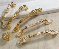 【CW】 96mm 128mm gold rhinestone win cabinet dresser door handle glass diamond drawer knob pull fashion deluxe furniture 5 quot;