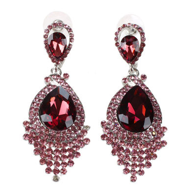 Fashion Women Wedding Jewelry Austrian Crystal Long Crystal Drop Big Crystal Bride Earrings For Women Big Earrings