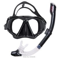 All-Black Professional Scuba Diving Masks Silicone Snorkel Anti-Fog Goggles Glasses Set Swimming Fishing Pool Equipment For Adult