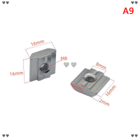 ?? 10ชิ้นน็อต M3 M5 M4 M8 M6 M10 T-Block ทรงสี่เหลี่ยม T-Track แบบเลื่อนได้สำหรับตัวยึดอลูมิเนียมโปรไฟล์2030 4045