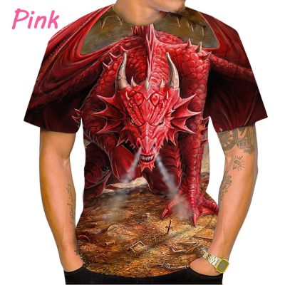 Summer New Fashion Casual 3D Printing Dragon Mens Round Neck Short Sleeve Tops T-shirt
