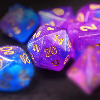 7 ชิ้น/เซ็ตสีชมพูและสีฟ้า Starry Sky Dice D&amp;D COC ลูกเต๋าหลายหน้าสำหรับเกมตาราง DND MTG RPG-Aluere