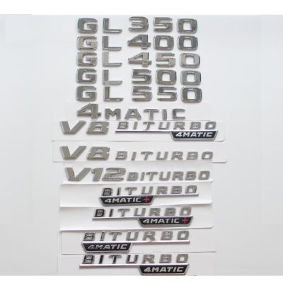 Chrome Trunk Letters Badge Badges Emblem Emblems Sticker for Mercedes Benz GL350 GL400 GL450 GL500 GL550 V8 V12 BITURBO 4MATIC