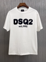 เสื้อยืดแขนสั้นอินเทรนด์รุ่นหลวม Dsquared2ผู้ชายเรียบง่ายพิมพ์ DSQ แนวโน้มแฟชั่นผ้าฝ้ายฤดูร้อน