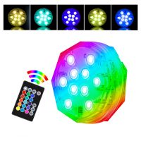 10 LED Beads Wireless Submersible Swimming Pool Lights Remote Control Pools Underwater Night Lamp IP68 Waterproof RGB 15 Color