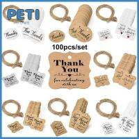 PETIHOME 100pcs กระดาษ งานแต่งงาน แฮนด์เมด กระเป๋าเดินทาง แท็กของขวัญคราฟท์ ขอขอบคุณ ปอกระเจา ป้ายแขวน