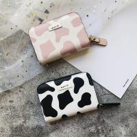Cute Cow Pattern Coin Purse for Women Girls Card Wallet PU Leather Students Pocket Zipper Key Bag Cartoon Handbags Card Holder