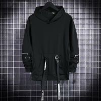 CODLiang Te 【S-3XL】 Splicing Ribbon Long Sleeve Hoodie Men Korean Version Sweatshirt Loose Sweater