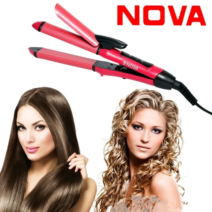 NOVA 2 in 1 Hair Straightener and Curler Professional Iron watsons