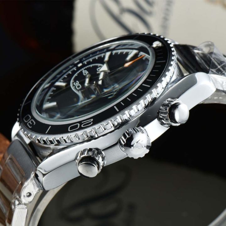 นาฬิกาแบรนด์เดิมสำหรับบุรุษแฟชั่นสแตนเลสอัตโนมัติวันที่นาฬิกาข้อมือส่องสว่างโครโนกราฟกีฬาควอตซ์สบายๆ-s