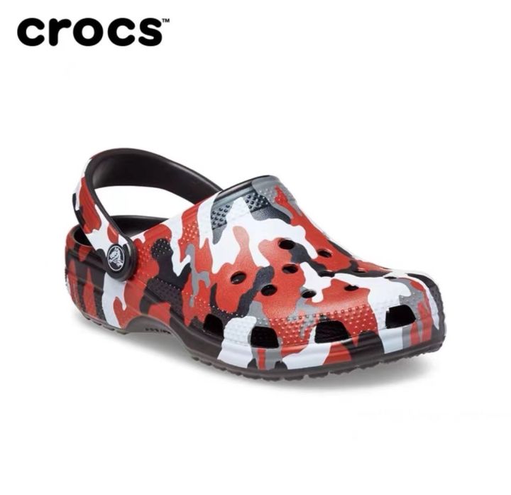 crocs-2023-รูปแบบใหม่-crocs-literide-camo-ชายหาดรองเท้าพักผ่อนกลางแจ้งชายหาดรองเท้าแตะรองเท้าแตะ