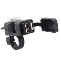 อะแดปเตอร์พลังงาน USB คู่เต้าเสียบไฟกันน้ำมอเตอร์ไซค์12V-24V อะแดปเตอร์ Charger Sepeda Motor โอเวอร์โหลดอุปกรณ์ป้องกันมอเตอร์ไซค์