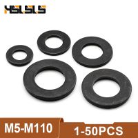 HSLSLS 1-100pcs Black Flat Washer Carbon Steel M2-M30 Plain Washers for Bolts Screws GB98