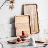 Multifunctional Wooden Tray Solid Wood Rectangular Breakfast Plate Sushi Snack Bread Dessert Barbecue Cake Easy To Carry