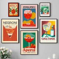 Cartoon Fruit Juice Mojito Aperol Spritz Posters and Print Sangria Drink Negroni Canvas Painting Club Bar Shop Home Decoration Wall Décor