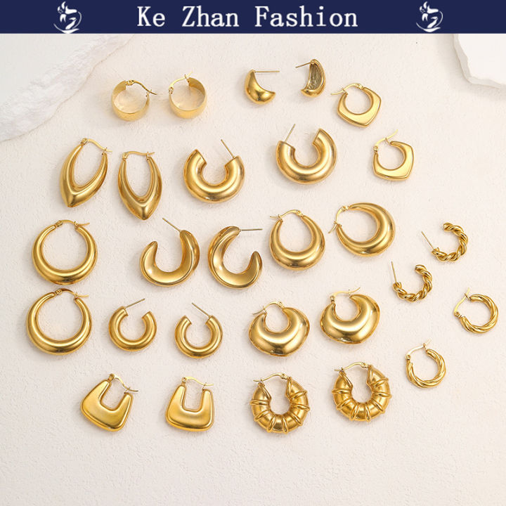 ต่างหูผู้หญิง-ke-zhan-ต่างหูรูปตัว-c-เรขาคณิตสุดสร้างสรรค์ต่างหูทองคำ-jewelrke-zhan-สำหรับผู้หญิงหญิงสาว