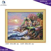 【hot】☾⊕  Seaside Lighthous Embroidery F682(1) 14CT11CT Counted and Stamped The Lighthouse Kits