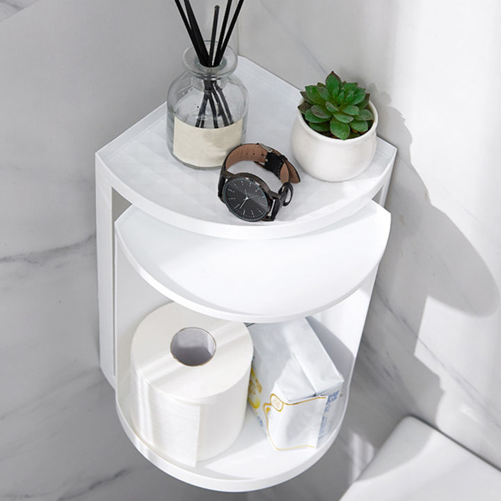 360-degree-rotation-desktop-free-standing-triangle-shelf-home-bathroom-makeup-tools-storage-rack-locker-corner-single-layer