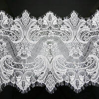 (3เมตร/ล็อต) 30ซม.สีขาวถักขนตาสีดำผ้า Voile Lace Trim ปักทำด้วยมือ DIY ชุดแต่งงานผ้า