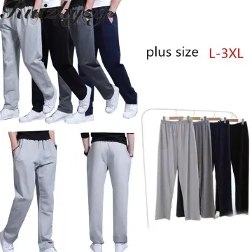 Cheap Men's Cotton Linen Long Pants Loose Straight Casual Trousers Plus  Size 4 Colors