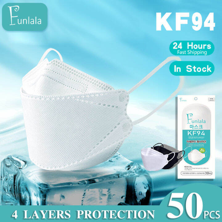 FUNLALA 50PCS KF94 Respirator Face Mask 4 ply Protective KF94 Mask