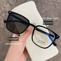 Anti Radiation Photochromic Eye Glasses For Women Men Replaceable Lens Simple Square Anti Blue Ray Eyeglasses Specs Transitional Computer Eye protection Outdoor Shade Sunglasses