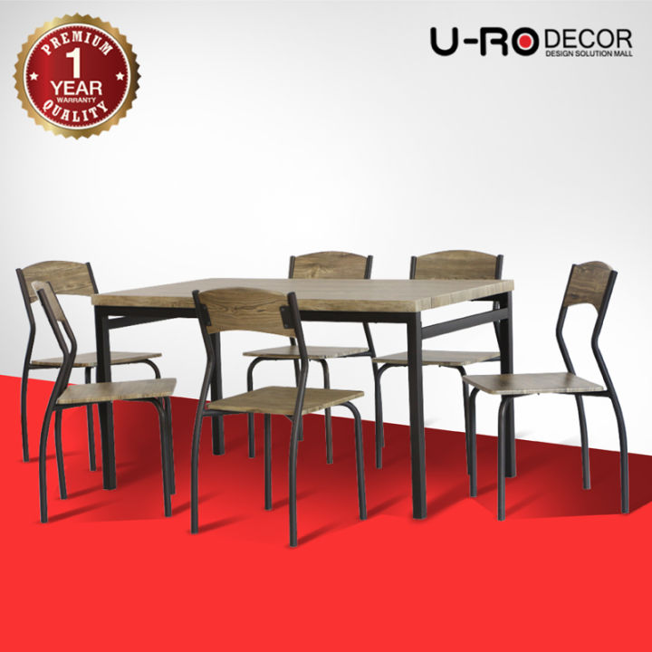 u-ro-decor-รุ่น-sonoma-สีโอ๊ค-ขาสีน้ำตาลเข้ม-จุกสีเทา-ชุดโต๊ะรับประทานอาหาร-โต๊ะ-1-เก้าอี้-6-ตัว-ชุดโต๊ะกินข้าว-6-ที่นั่ง-โต๊ะกินข้าว-เก้าอี้กินข้าว-dining-set-dining-table-chair