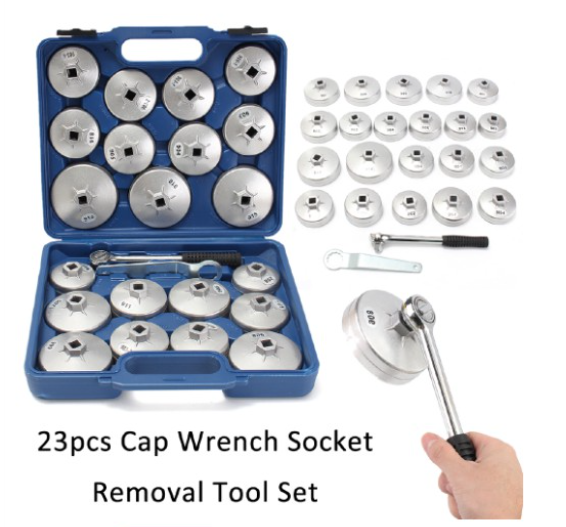 New 23pcs Oil Filter Cap Removal Wrench Socket Set Ratchet Spanner Cup