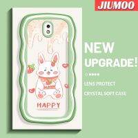 JIUMOO เคสปลอกสำหรับ Samsung J7โปร J7 2017 J7 2018การ์ตูนกระต่ายสตรอเบอร์รี่ดีไซน์ใหม่สร้างสรรค์เคสโปร่งใสลายกล้องถ่ายรูปซิลิกาเจลฝาครอบป้องกัน Colour Wave Border เคสมือถือกันกระแทกแบบใสนิ่ม