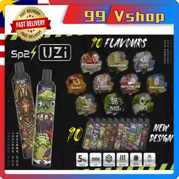 SP2/SP2S UZI 5000 PUFF Disposable PAKAI BUANG | Lazada