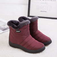 New Women Snow Boots Flat-heel Martin Boots Women Set Feet Women Cotton Shoes Large Size 43 Pure Color Zipper Women Boots