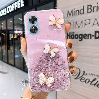 เคส OPPO A78 เคสโทรศัพท์ใหม่ฝาหลังเคสนิ่มใสรูปผีเสื้อคริสตัลเคสสมาร์ทโฟนเลื่อมมันวาว