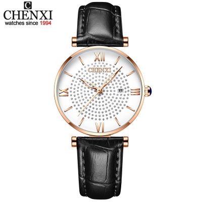 CHENXI ใหม่สุภาพสตรีแฟชั่นนาฬิกาแบรนด์หรูกันน้ำ โรสโกลด์ สุภาพสตรีนาฬิกาควอตซ์นาฬิกาปฏิทิน