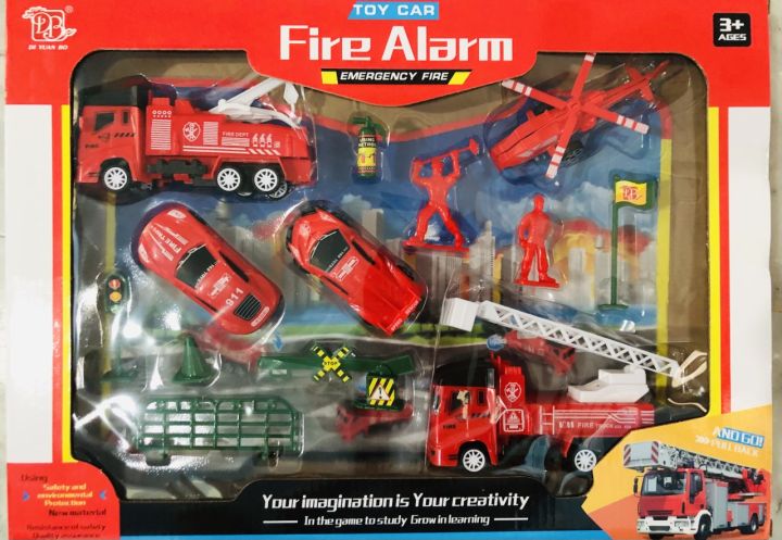 รถดับเพลิงพร้อมอุปกรณ์ดับเพลิง-ของเล่นเสริมทักษะ-fire-car-toy