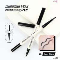 A-406 ASHLEY EYELINER CHAAMING EYES DOUBLE HEAD PEN แอชลีย์ อายไลเนอร์ 2 รูปแบบ ในแท่งเดียว เนื้อน้ำและเนื้อเจล