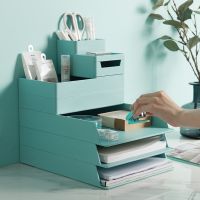 【CC】 Paper Organizer Document Plastic Table Desk Storage Superposition Holder，Waterproof Moisture-resistant and Durable.