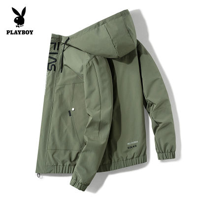 Playboy เสื้อแจ็คเก็ตลำลองแฟชั่นแบบมีฮู้ด,เสื้อใส่ได้ทั้งผู้ชายและผู้หญิงฤดูใบไม้ร่วงและฤดูหนาวปี2021