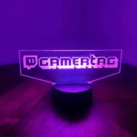 Personalized Gamer Tag 3D LED Night Light for Twitch Laser Engraving Custom Username Neon Sign Lamp for Gaming Room Decor