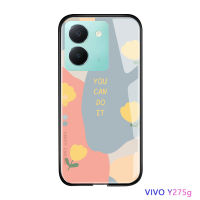 เคสโทรศัพท์พร้อมสำหรับ Vivo Y27 5G OPPO A78 4G หรูหรา INS ดอกไม้มันวาวเคสโทรศัพท์กระจกเทมเปอร์ปลอกเคสประกบหลังแบบแข็ง