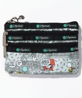 LeSportsac กระเป๋าคลัทช์ซิปสามชั้น7158กระเป๋าเงินกระเป๋าเครื่องสำอาง