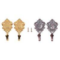 [ใหม่สุดฮอต] 4 Pcs Rose Pattern Vintage Alloy Drapery Curtain Holdbacks Tieback Hooks 2Pcs Gold Amp; 2Pcs Red Patina